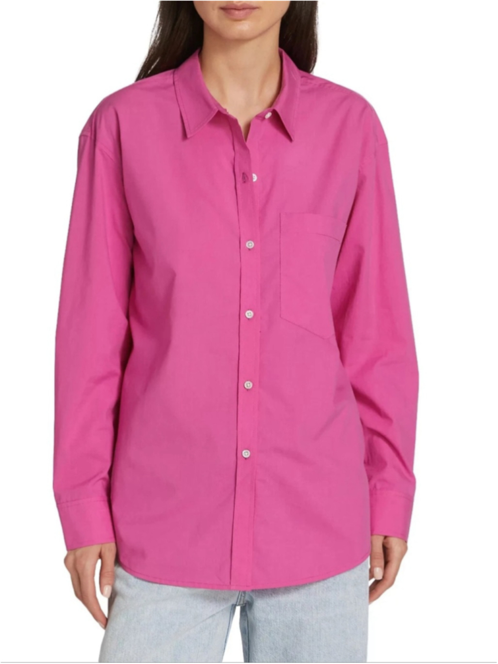 Rails Arlo Button Up Long Sleeve Oversized Shirt Sz Small in Pink Azalea